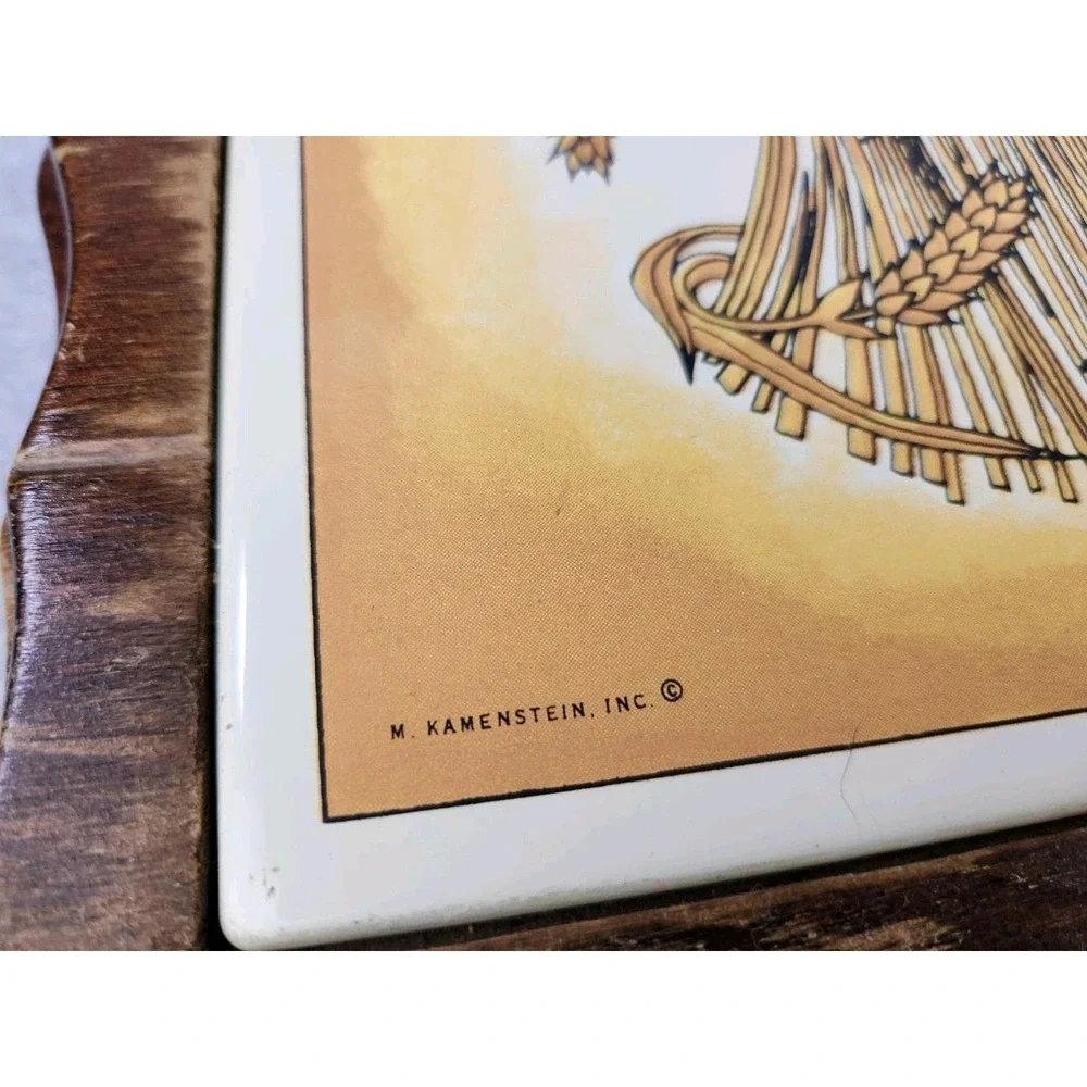 Vintage 70s Kamenstein Wheat grain Cheeseboard Cracker‎ Hot Plate Holder Tray